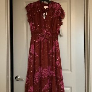 CIEBON Phoebe Clip Dot Midi Dress, size L